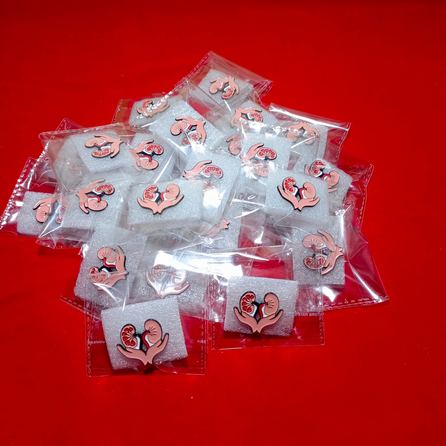 Lapel pins brooch of kidneys in hand