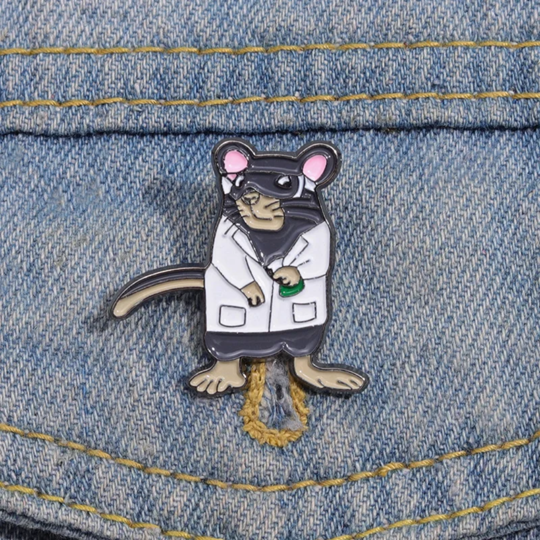 Lapel pin of Doctor Rat Cartoon
