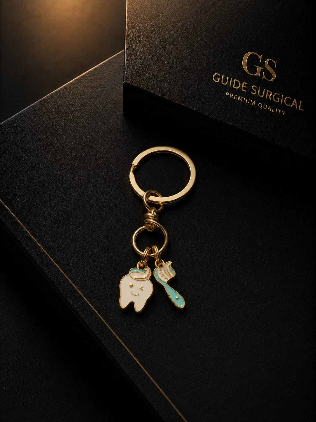 Keychain of tooth & brush enamel filled