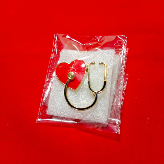 Lapel pins brooch of stethoscope with heart