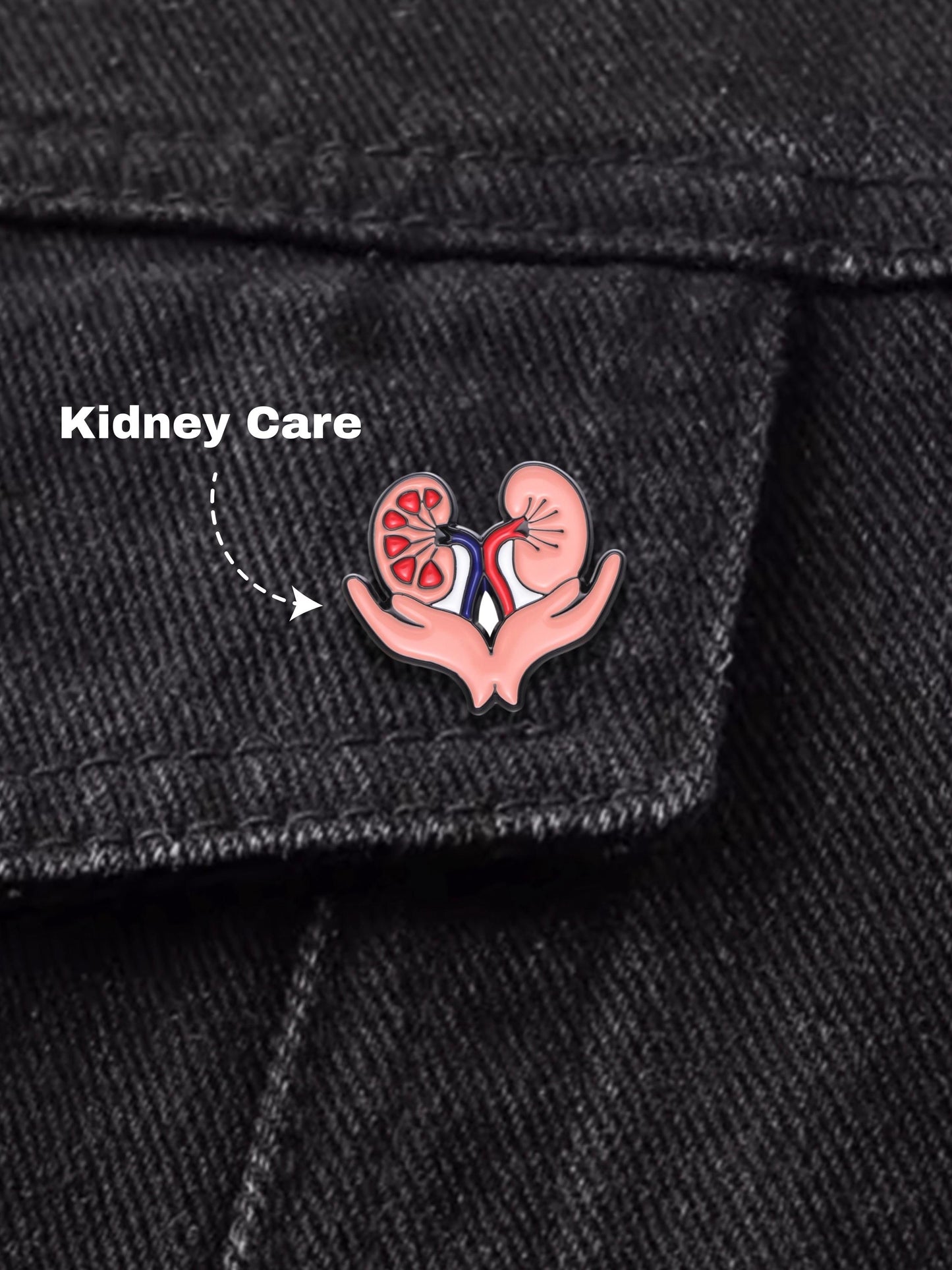 Lapel pins brooch of kidneys in hand