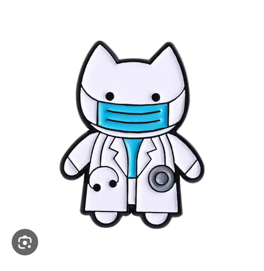 Lapel pin of doctor cat male cute gift for medical students