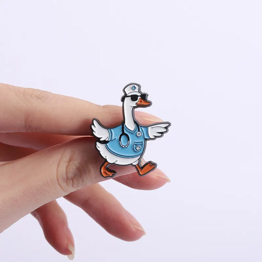 Silly goose duck doctor brooch lapel pin for medical students
