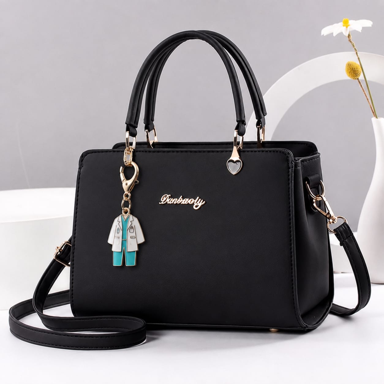 Bag Charm of Green Scrubs with White Coat