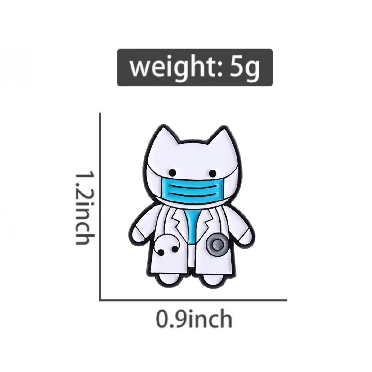 Lapel pin of doctor cat male cute gift for medical students