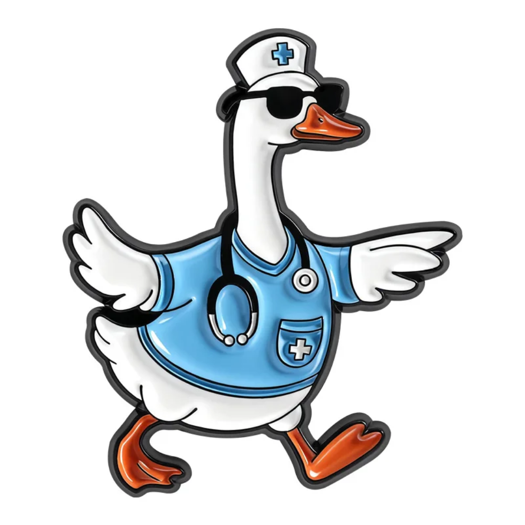 Silly goose duck doctor brooch lapel pin for medical students