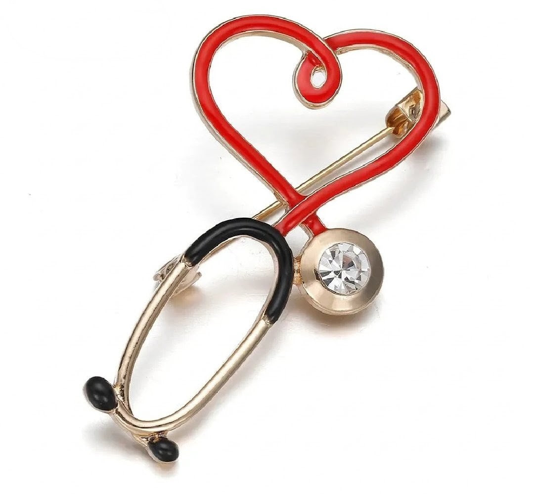 Enamel filled Stethoscope in heart shape, executive medical gift