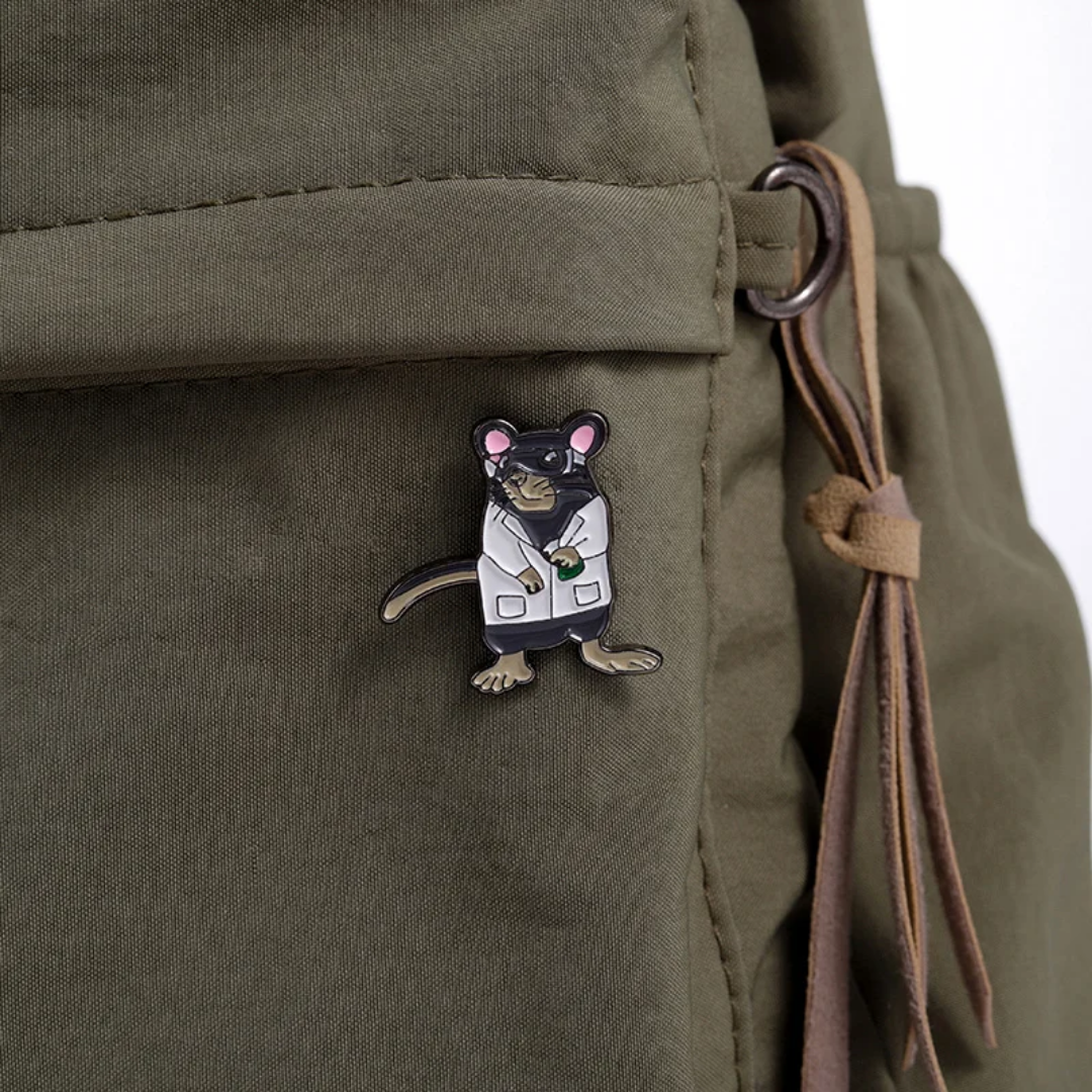 Lapel pin of Doctor Rat Cartoon