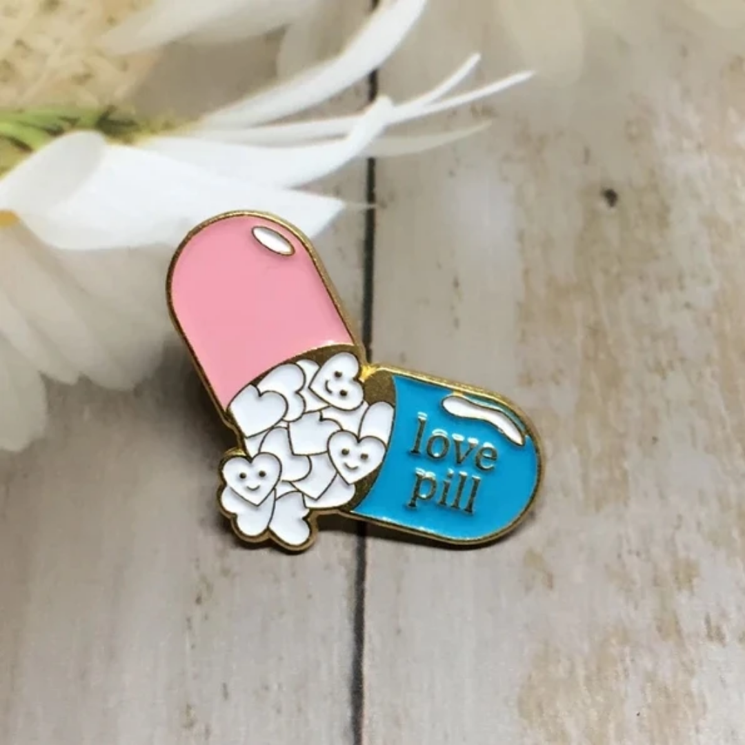Lapel pin of Live Pill Pharma gift
