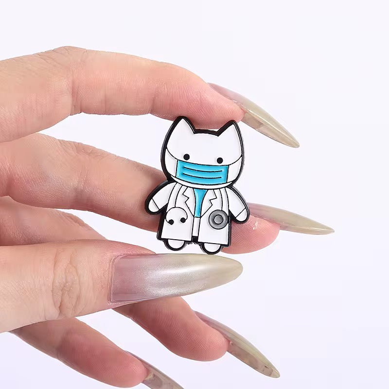 Lapel pin of doctor cat male cute gift for medical students