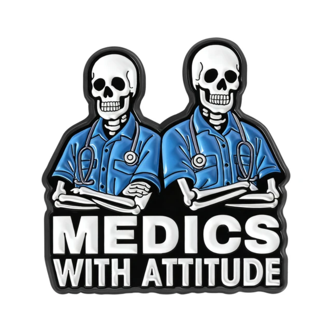 Medical skeleton doctor brooch enamel lapel pin