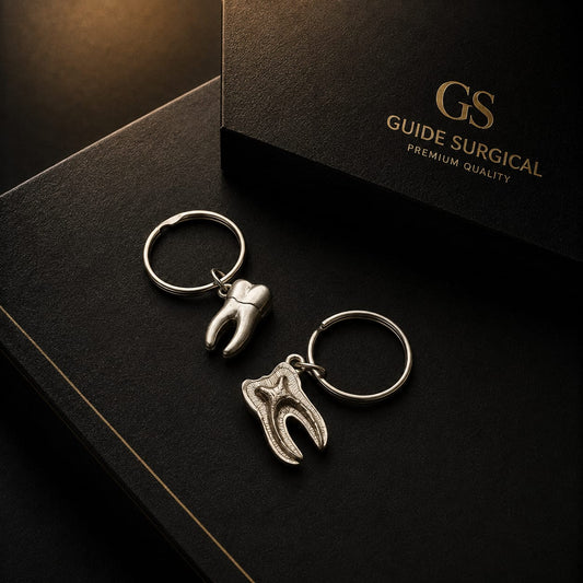Keychain of Tooth Anatomical View, made of metal