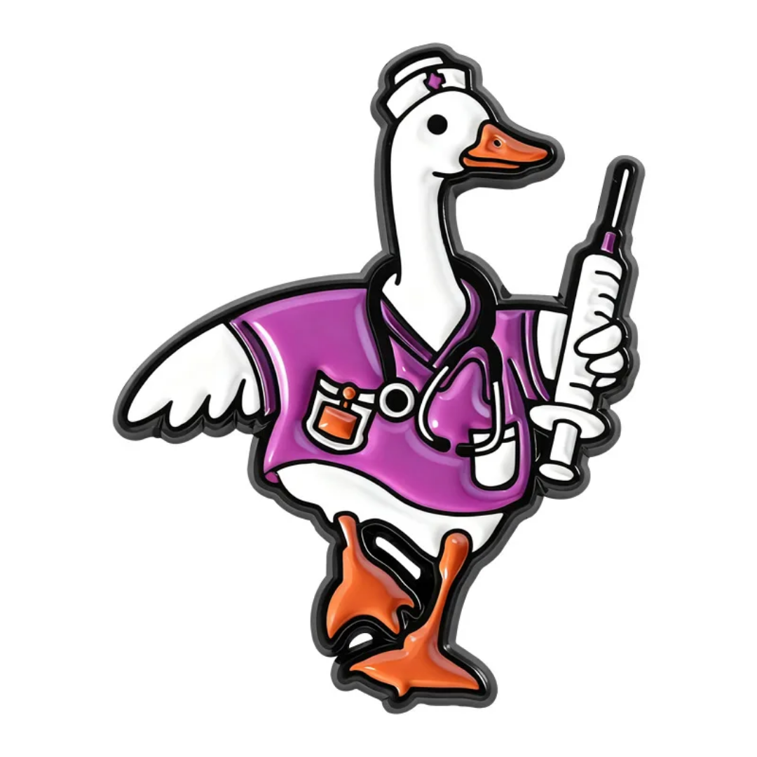 Purple Goose lapel pin whimsical goose badge