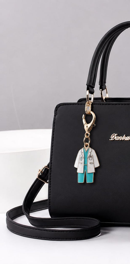 Bag Charm of Green Scrubs with White Coat