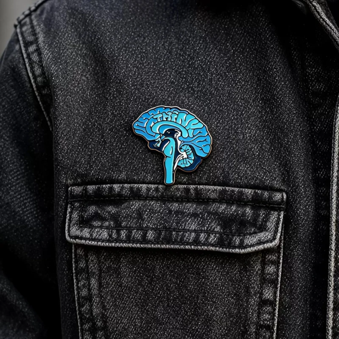 Anatomical brain brooch nostalgic blue enamel brooch lapel pin