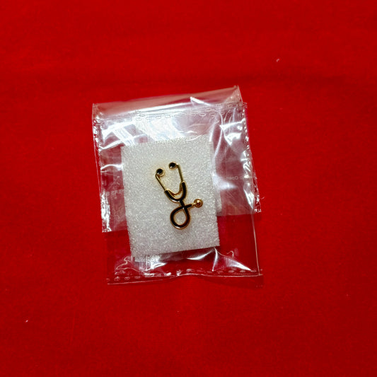 Lapel pins brooch of stethoscope black on gold