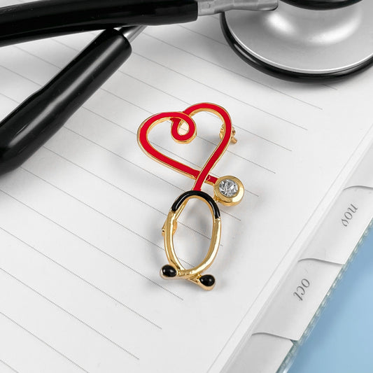 Enamel filled Stethoscope in heart shape, executive medical gift